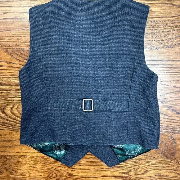 Monsoon Notting Hill W11 Navy/ Gray Vest w/ Green Fox Print Lining Sz 18-24 Mths - Picture 8 of 10